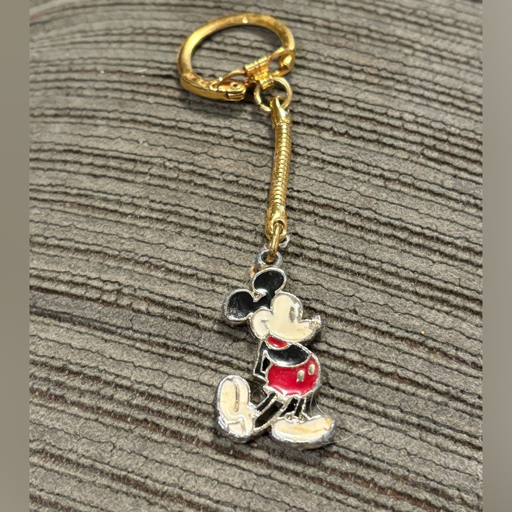 Vintage Disney Mickey Mouse Enamel Key Ring
